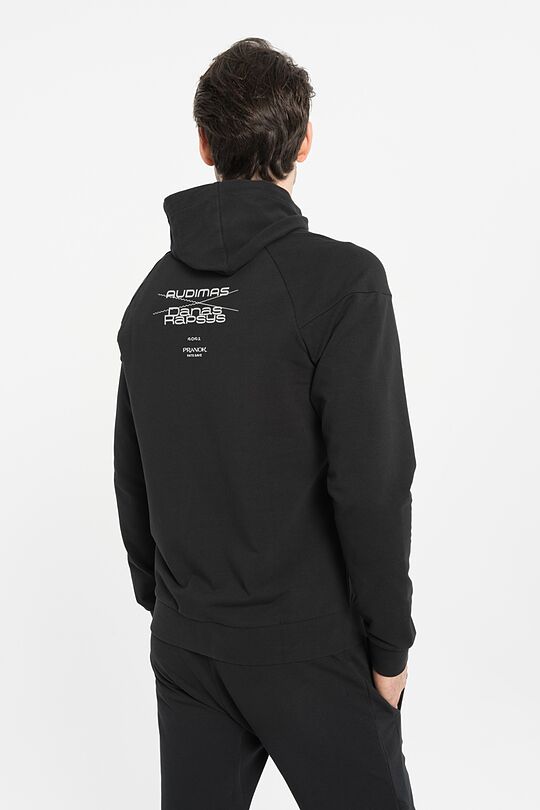 Stretch cotton zip-through hoodie 2 | BLACK | Audimas