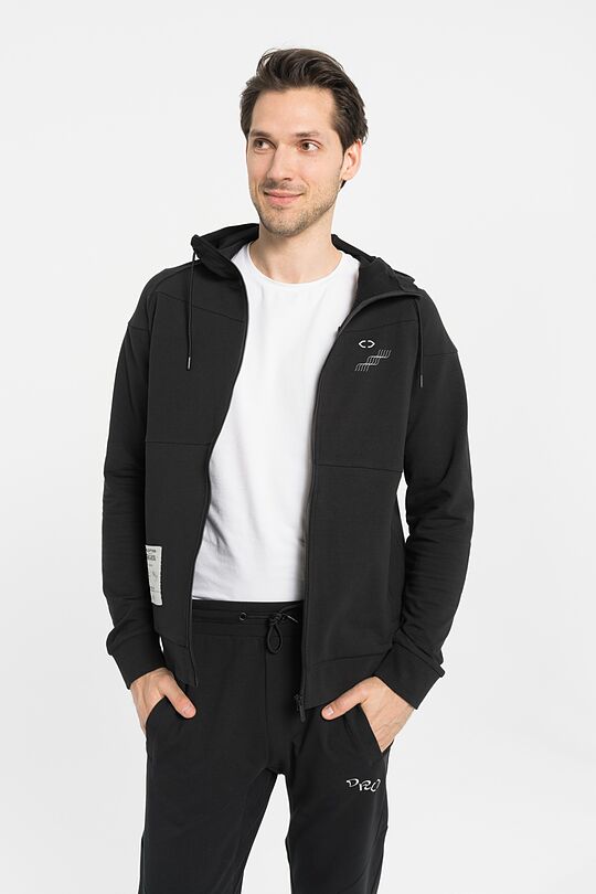 Stretch cotton zip-through hoodie 4 | BLACK | Audimas