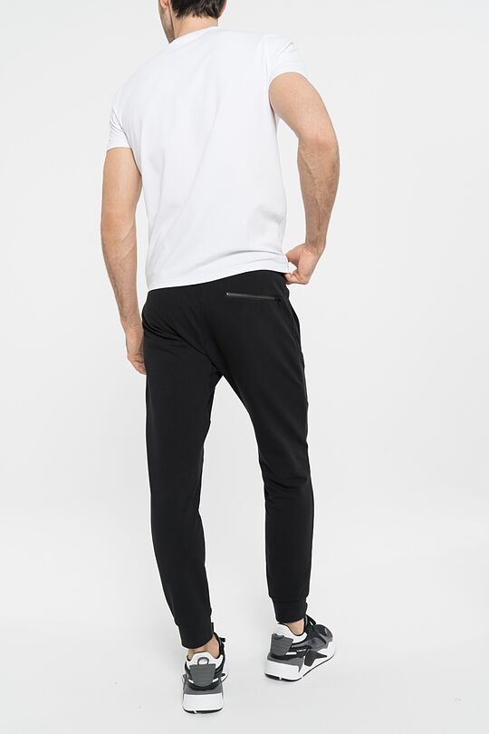 Stretch cotton slim fit sweatpants 5 | BLACK | Audimas