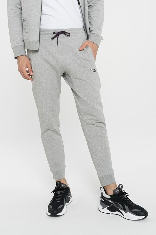 Stretch cotton slim fit sweatpants 4 | MID GREY MELANGE | Audimas