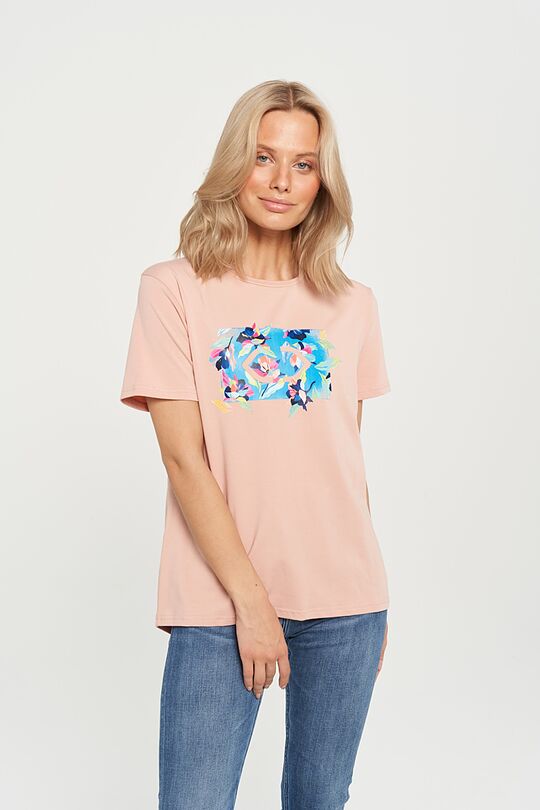 Soft touch modal t-shirt with print 1 | RED/PINK | Audimas