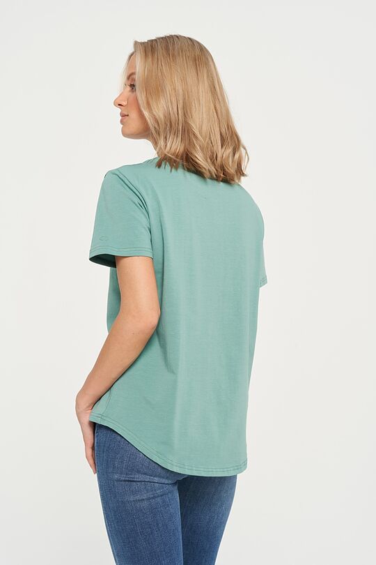 Soft touch modal t-shirt with print 3 | GREEN/ KHAKI / LIME GREEN | Audimas