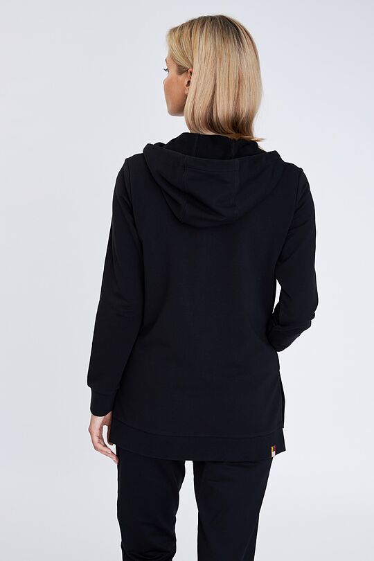 Lengthened stretch cotton zip-through hoodie 2 | BLACK | Audimas