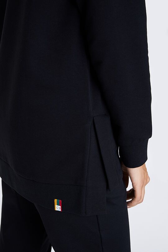 Lengthened stretch cotton zip-through hoodie 7 | BLACK | Audimas