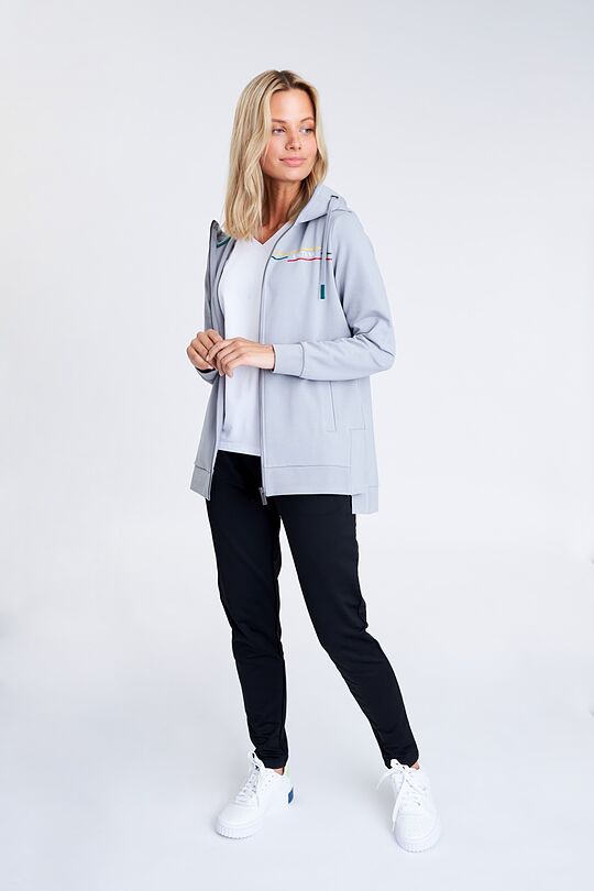 Lengthened stretch cotton zip-through hoodie 7 | GREY/MELANGE | Audimas