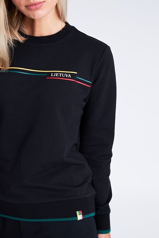 Stretch cotton sweatshirt with print 3 | BLACK | Audimas
