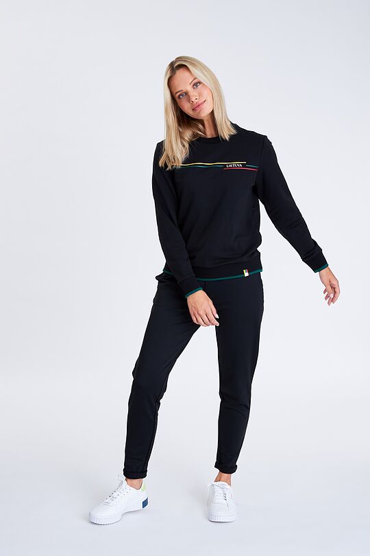 Slim fit stretch sweatpants with cotton inside 4 | BLACK | Audimas