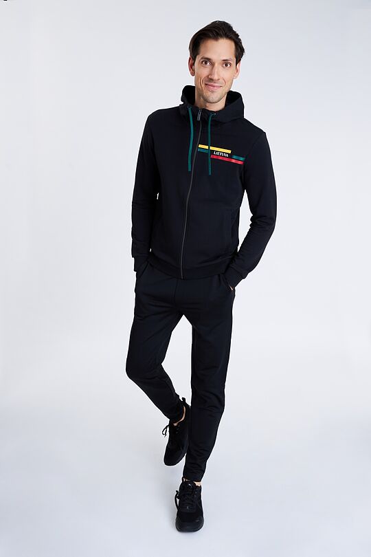 Stretch cotton zip-through hoodie 5 | BLACK | Audimas