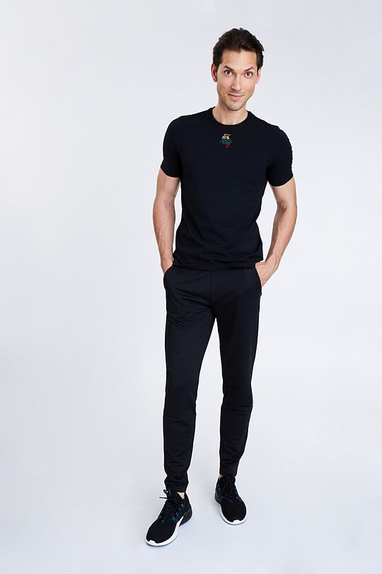 Stretch tapered fit sweatpants with cotton inside 4 | BLACK | Audimas
