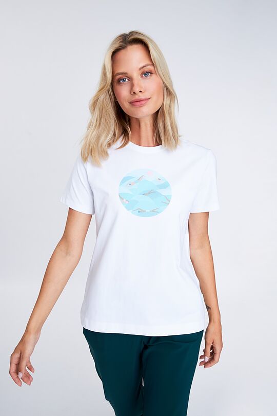 Stretch cotton t-shirt with print 1 | WHITE | Audimas