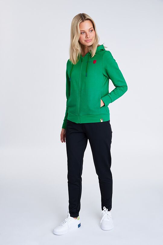 Stretch cotton zip-through hoodie 5 | GREEN/ KHAKI / LIME GREEN | Audimas