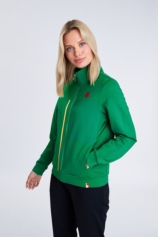 Zip-through stretch sweatshirt with cotton inside 1 | GREEN/ KHAKI / LIME GREEN | Audimas