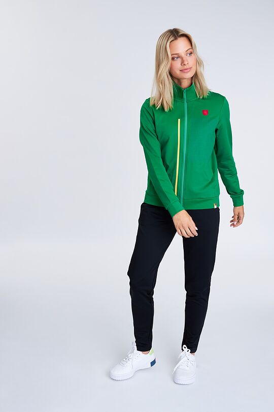 Zip-through stretch sweatshirt with cotton inside 8 | GREEN/ KHAKI / LIME GREEN | Audimas