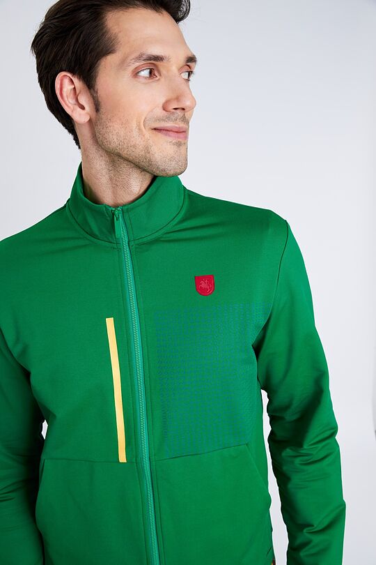 Zip-through stretch sweatshirt with cotton inside 4 | GREEN/ KHAKI / LIME GREEN | Audimas