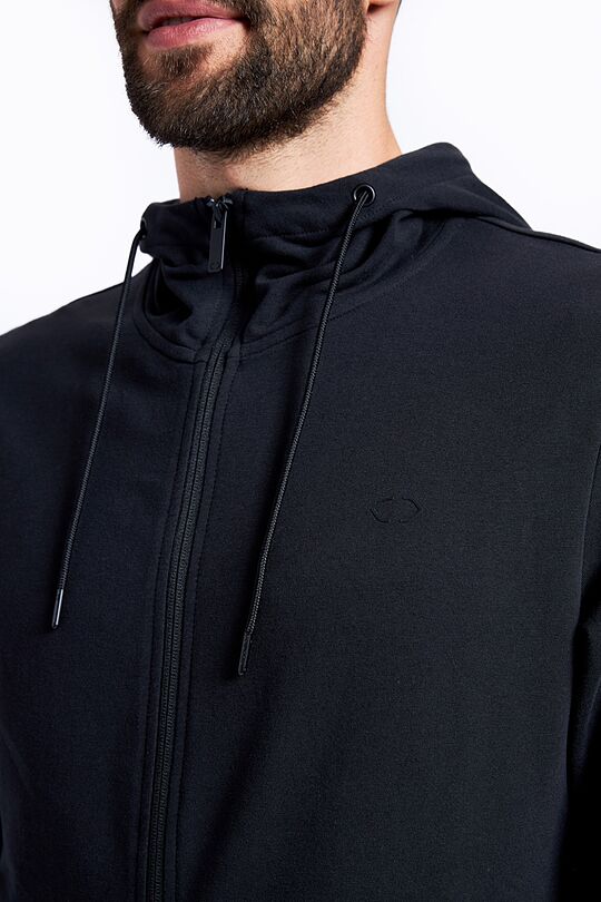 Stretch cotton zip-through hoodie 3 | BLACK | Audimas