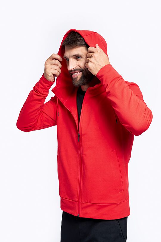 Stretch cotton zip-through hoodie 5 | RED/PINK | Audimas