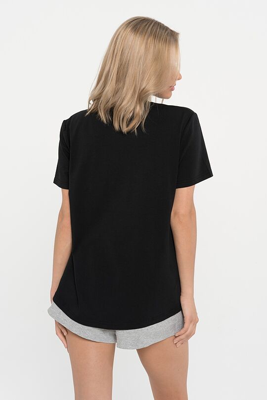 Stretch cotton t-shirt with print 2 | BLACK PRINTED | Audimas