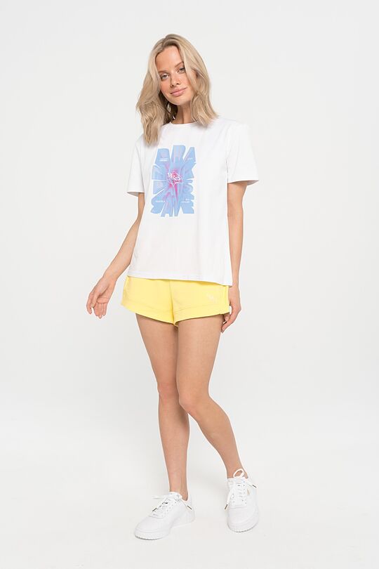 Stretch cotton t-shirt with print 3 | WHITE | Audimas