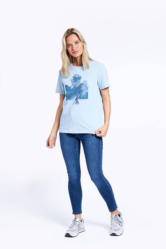 Stretch cotton t-shirt with print 4 | BLUE | Audimas