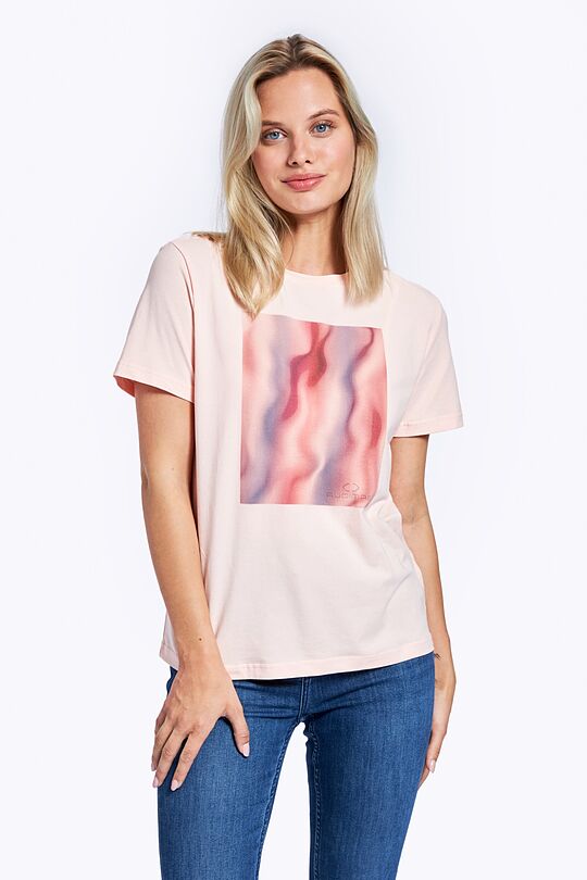 Stretch cotton t-shirt with print 1 | PINK | Audimas
