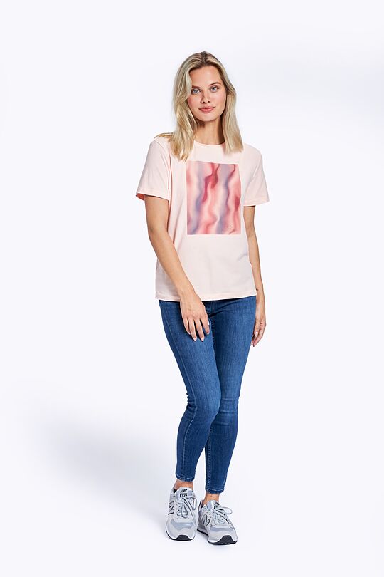 Stretch cotton t-shirt with print 4 | PINK | Audimas