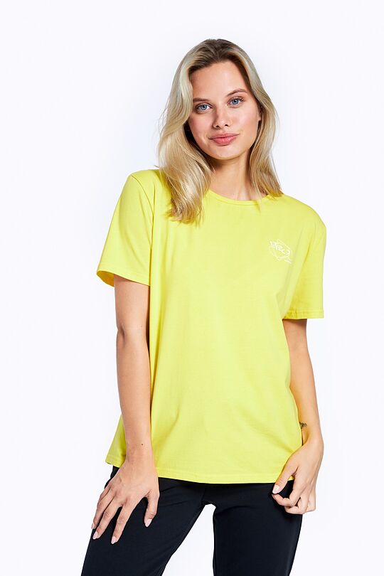 Stretch cotton t-shirt with print 1 | YELLOW/ORANGE | Audimas