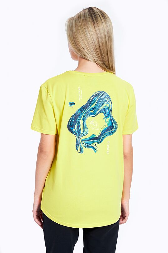 Stretch cotton t-shirt with print 2 | YELLOW/ORANGE | Audimas