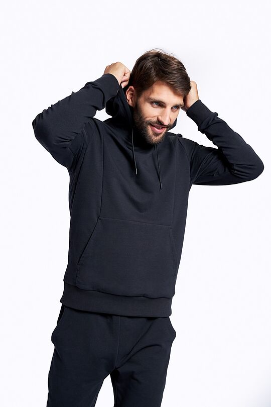 Stretch cotton hoodie 5 | BLACK | Audimas