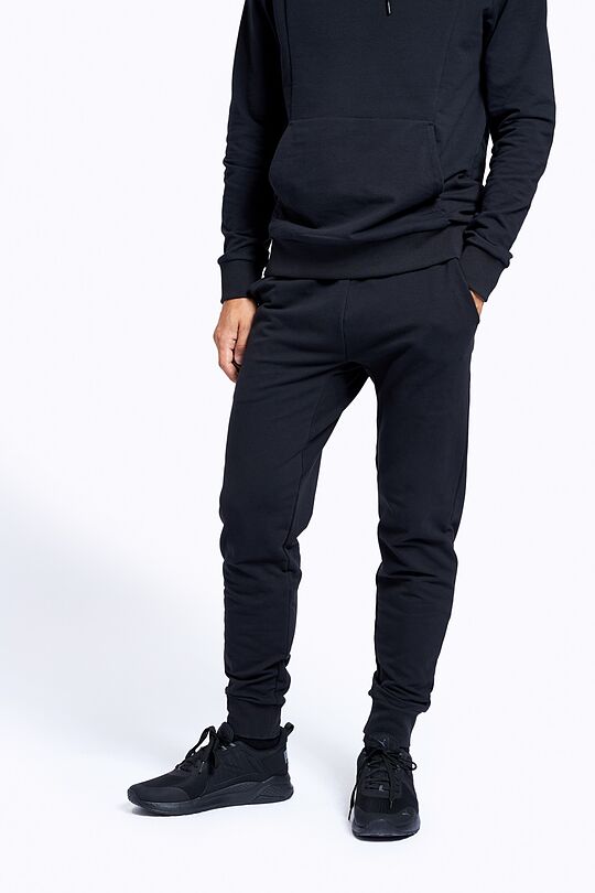 Stretch cotton slim fit sweatpants 3 | BLACK | Audimas