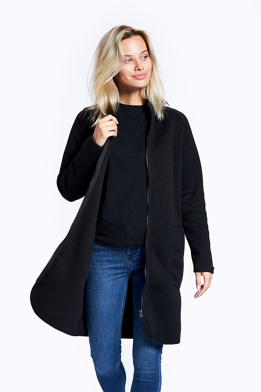 Warm fleece long zip-through jacket 3 | BLACK | Audimas