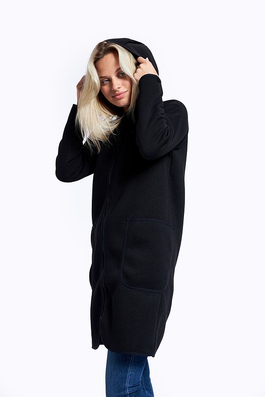 Warm fleece long zip-through jacket 2 | BLACK | Audimas