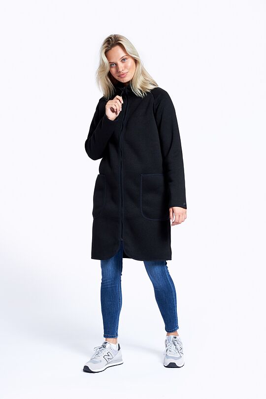 Warm fleece long zip-through jacket 4 | BLACK | Audimas