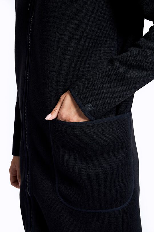 Warm fleece long zip-through jacket 6 | BLACK | Audimas
