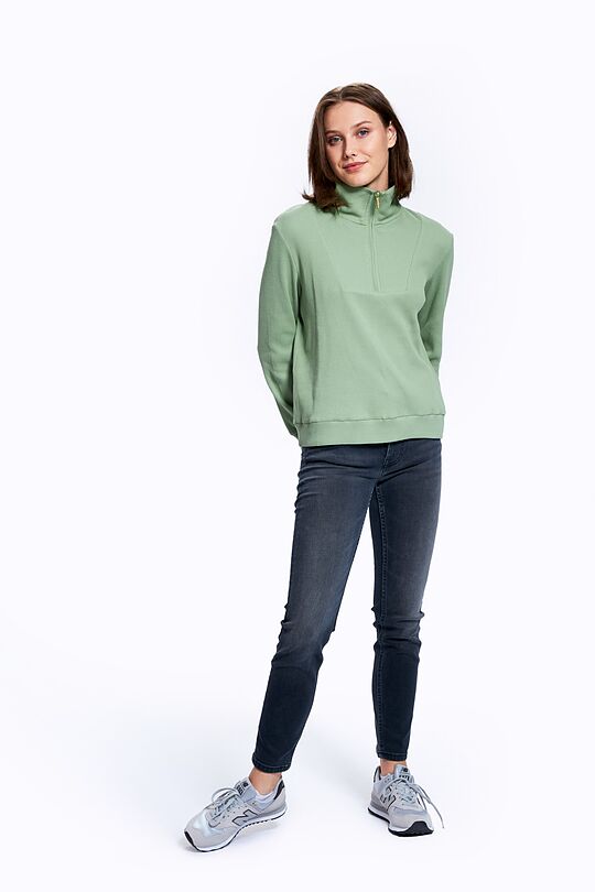 Soft inner surface cotton half-zip sweatshirt 2 | GREEN/ KHAKI / LIME GREEN | Audimas