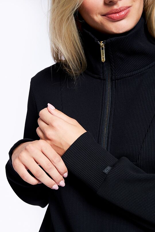 Soft inner surface cotton half-zip sweatshirt 3 | BLACK | Audimas