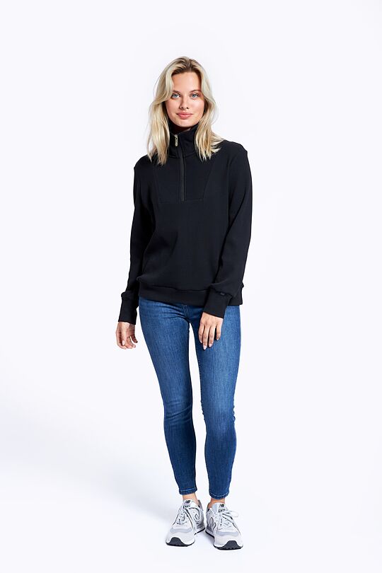 Soft inner surface cotton half-zip sweatshirt 4 | BLACK | Audimas