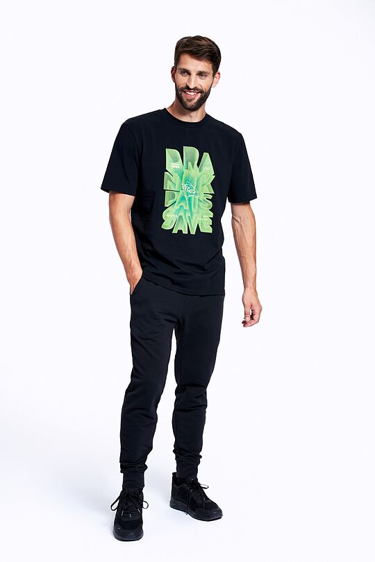 Stretch cotton t-shirt with print 4 | BLACK PRINTED | Audimas