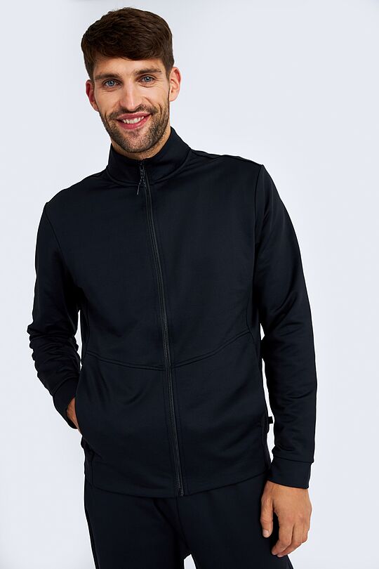 Zip-through stretch sweatshirt with cotton inside 1 | BLACK | Audimas