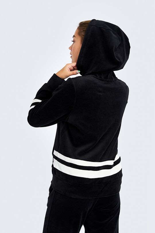 Cotton velour zip-through hoodie 2 | BLACK | Audimas
