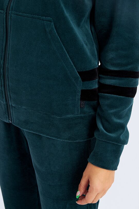 Cotton velour zip-through hoodie 3 | GREEN/ KHAKI / LIME GREEN | Audimas