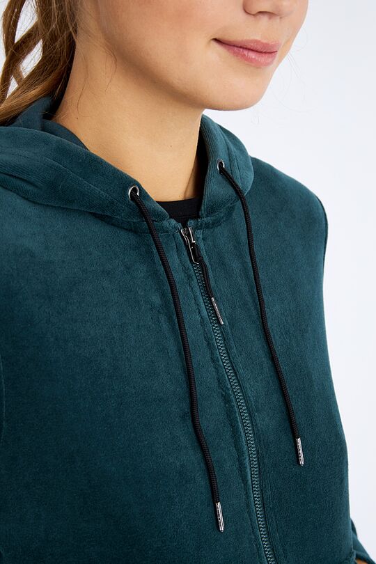 Cotton velour zip-through hoodie 4 | GREEN/ KHAKI / LIME GREEN | Audimas