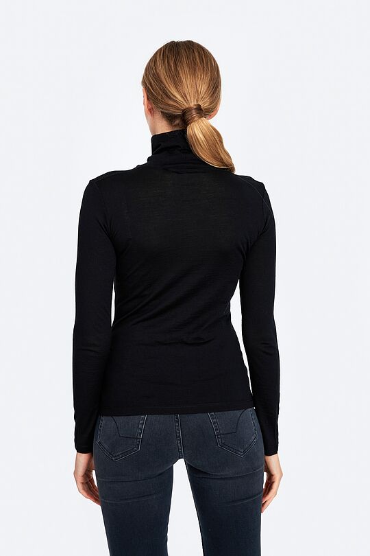 Fine merino wool long sleeve roll-neck top 2 | BLACK | Audimas