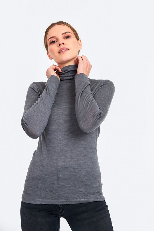 Fine merino wool long sleeve roll-neck top 1 | GREY | Audimas