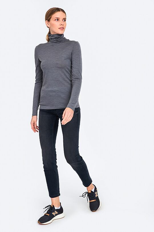 Fine merino wool long sleeve roll-neck top 3 | GREY | Audimas