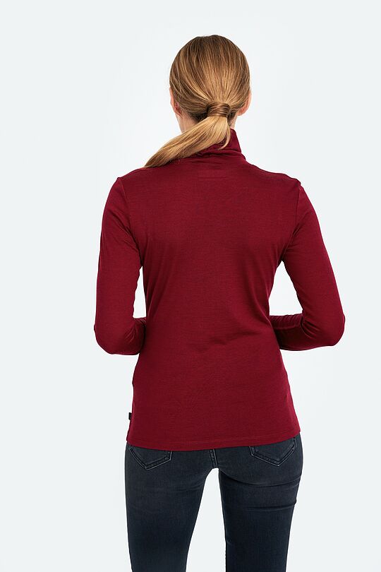 Fine merino wool long sleeve roll-neck top 2 | burgundy | Audimas