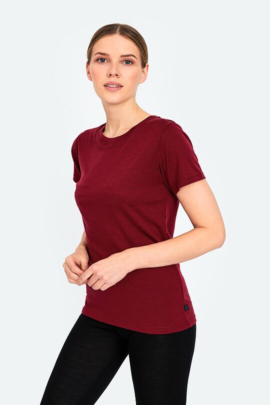 Fine merino wool short sleeve t-shirt 1 | burgundy | Audimas