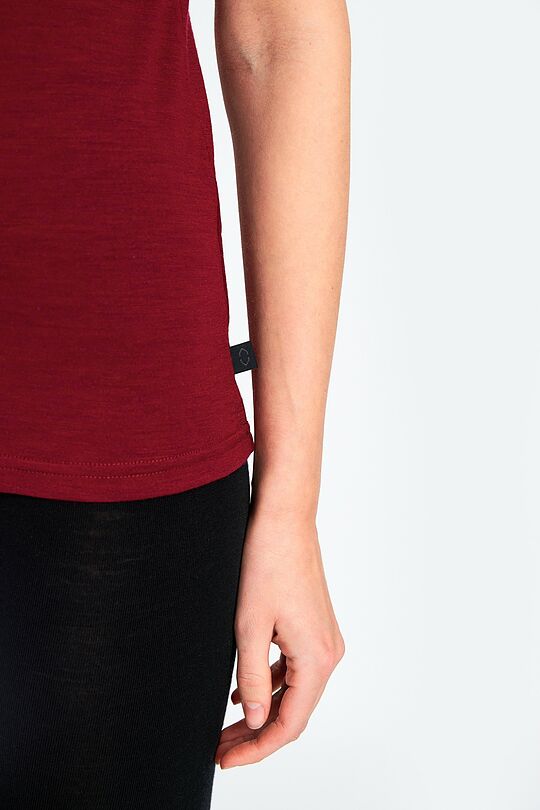 Fine merino wool short sleeve t-shirt 3 | burgundy | Audimas