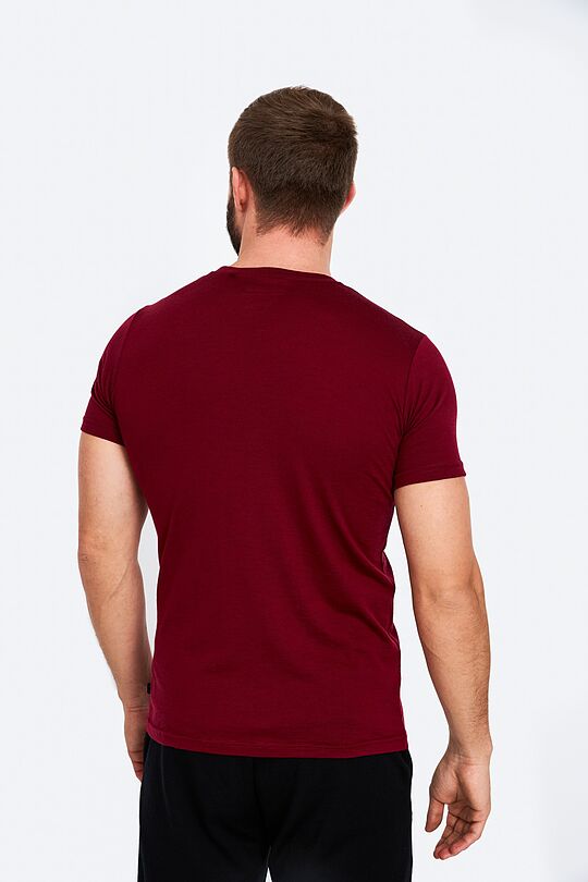 Fine merino wool short sleeve t-shirt 2 | BROWN/BORDEAUX | Audimas
