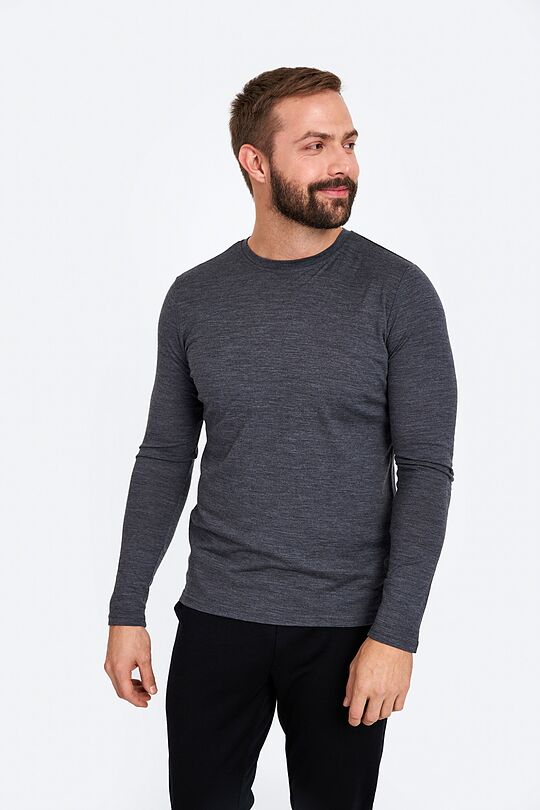 Fine merino wool long sleeve t-shirt 1 | GREY/MELANGE | Audimas