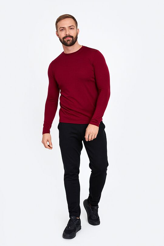Fine merino wool long sleeve t-shirt 4 | BROWN/BORDEAUX | Audimas